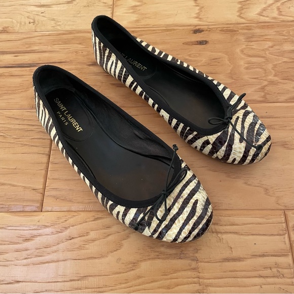 Saint Laurent Leather Dance Ballet Flats in Zebra Print Size 36.5 - Picture 2 of 9